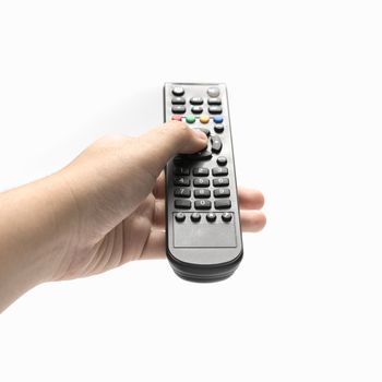 hand holding remote isolated on white background