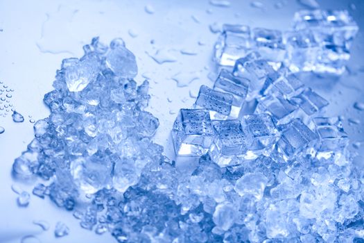 Blue and shiny ice cubes