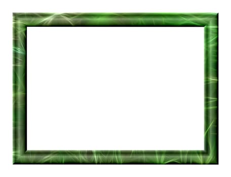 Empty picture frame embossed green tones with abstract fractal texture of lines