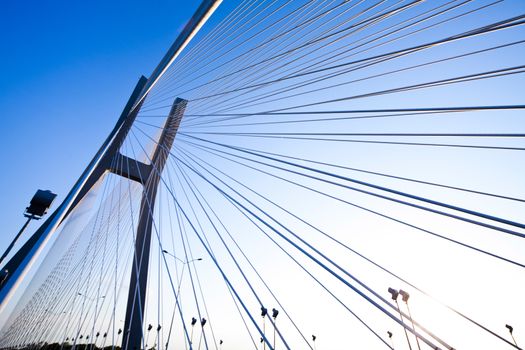 Bridge in Wroclaw, saturated landmark view