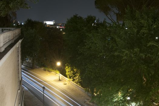 panorama of Rome at night from Pincio