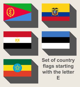 Set of country flags staring with the letter E.
