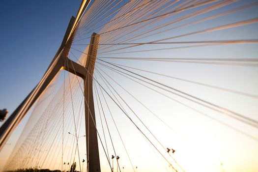 Modern bridge, saturated landmark view