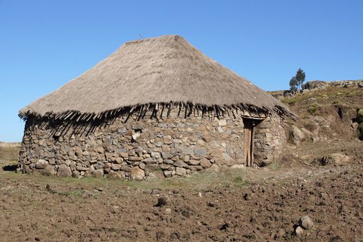 Traditional homes in the upland of Amhara, Ethiopia, Africa