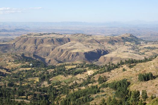 Landscape in Amhara province close to Lalibela, Ethiopia, Africa