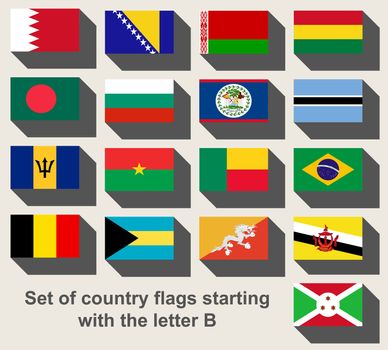 Set of country flags staring with the letter B