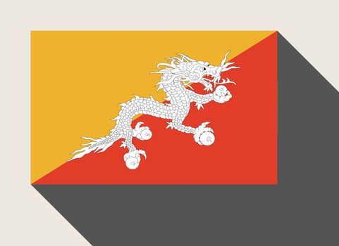 Bhutan flag in flat web design style.
