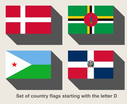 Set of country flags starting with the letter D