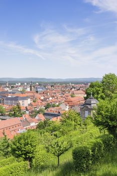 Cityscape of Bamberg with blue Himmen in summer, Bavaria, Germany