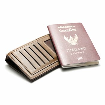 passport and wallet isoalted on white background