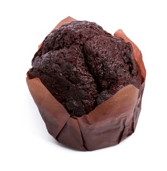 Delicious muffin on a white background