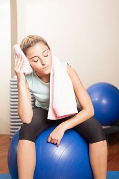 Woman resting after to yoga class