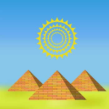 Pyramids on Blue Sky Background for Your Design