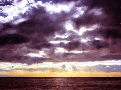 Sky with clouds before a rainstorm over the sea