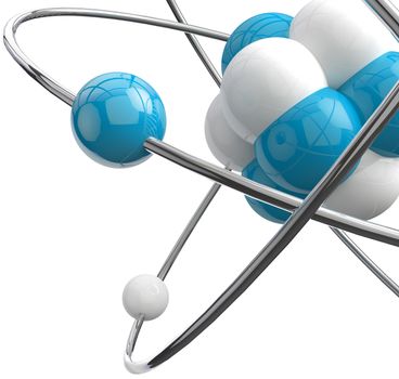 close image of atom isolated over white