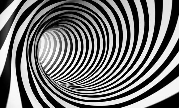 3d abstract spiral background in black and white