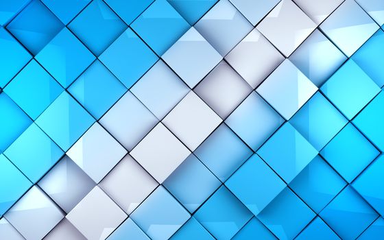 Abstract cubes background in blue toned. Wall tiles surface