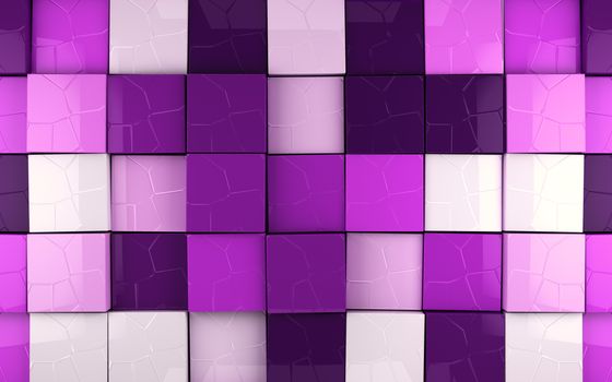 Abstract cubes background in purple toned. Tiles wall