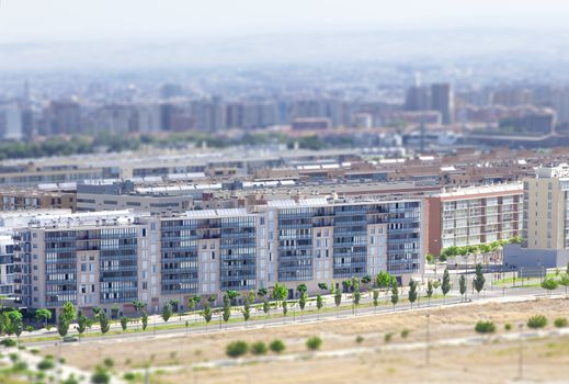 Overview of city. Blocks of flats and streets