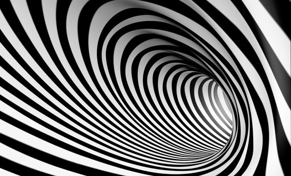 3d abstract spiral background in black and white