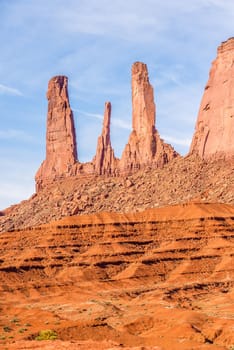 Monument valley under the blue sky