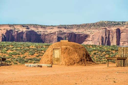 Monument valley under the blue sky