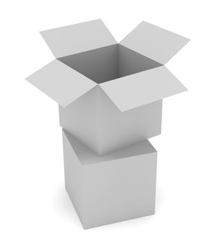 Illustration of two grey boxes. Open and close.
