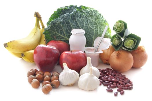Probiotic (or prebiotic) rich foods including pulses, nuts, fruit and milk products, good for immunity and the gut  