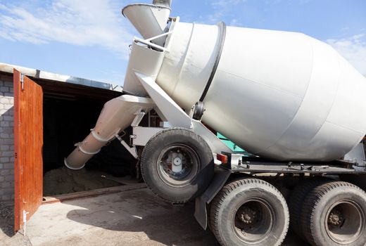 Cement mixer truck transport to deliver the goods to the customer