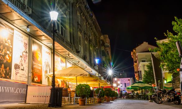 Bucharest night scene. Comedy Theater.