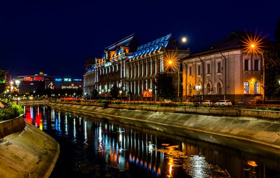 Palace of Justice in Bucharest at night.