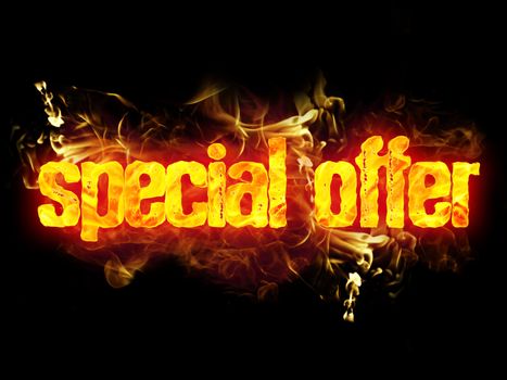 Fire special offer words with burning flames.