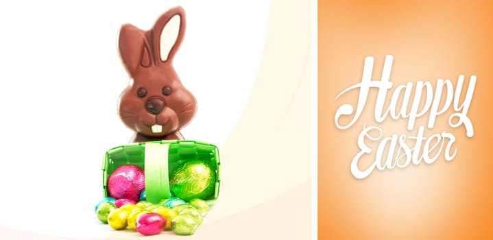 Happy easter against orange vignette