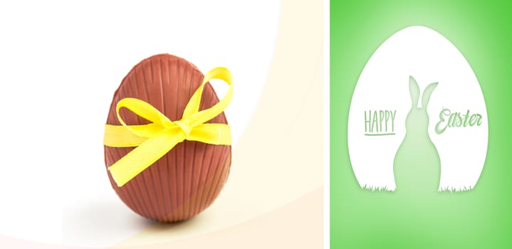 happy easter graphic against green vignette