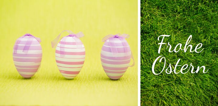 Frohe ostern against grass background