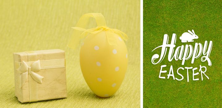 happy easter graphic against green background