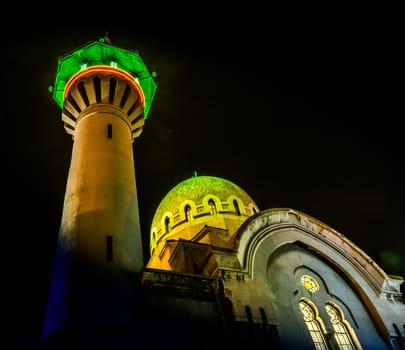 Mosque in Constanta at night.