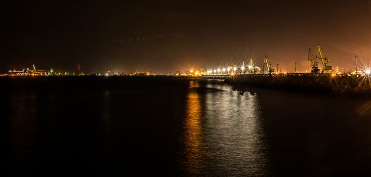 Constanta Harbour with night lights