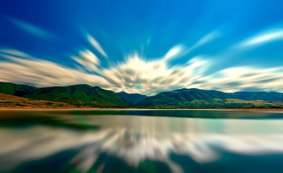 Ostrov lake in romania on a summer day