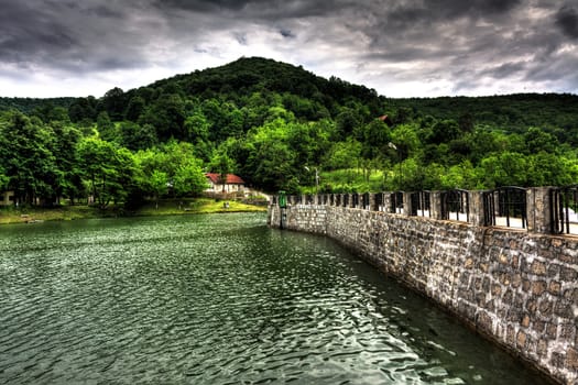 Small dam in the mountains.