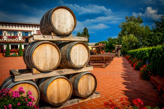 Wine barrels hdr at Recas Vineyard, Romania.