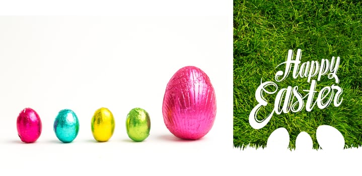 happy easter against grass background