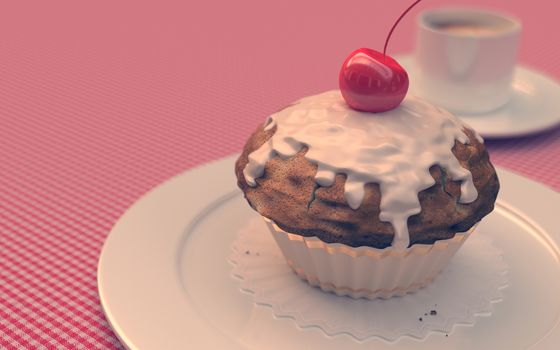 Red Cherry cupcakes, vintage look
