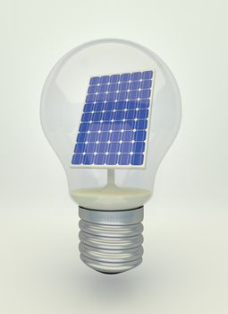 Solar panel inside light bulb, eco light bulb
