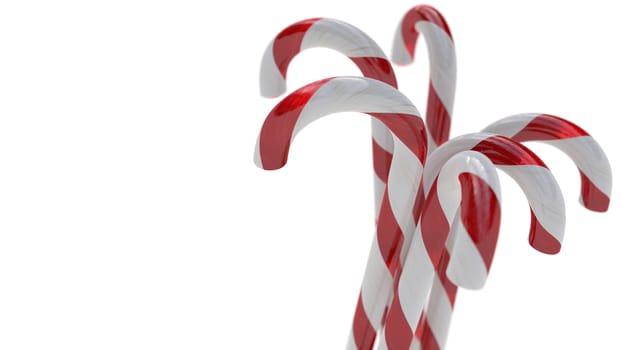 Candy Canes with selective focus on White Background, Christmas Decoration 