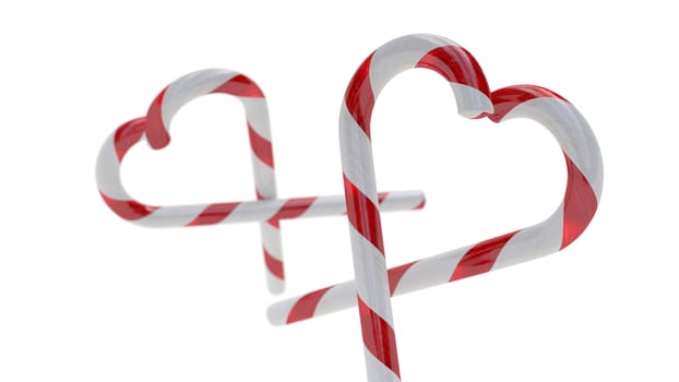Candy Canes  arranged to look like a heart on White Background, Christmas Decoration 