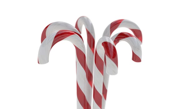 Candy Canes with selective focus on White Background, Christmas Decoration 