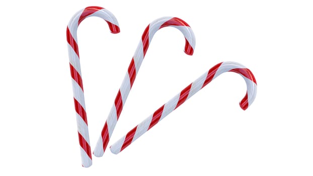 Candy Canes on White Background, Christmas Decoration 