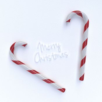 Candy Canes with selective focus on White Background, Christmas Decoration,card