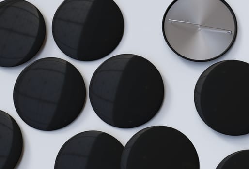Blank black pins on grey background